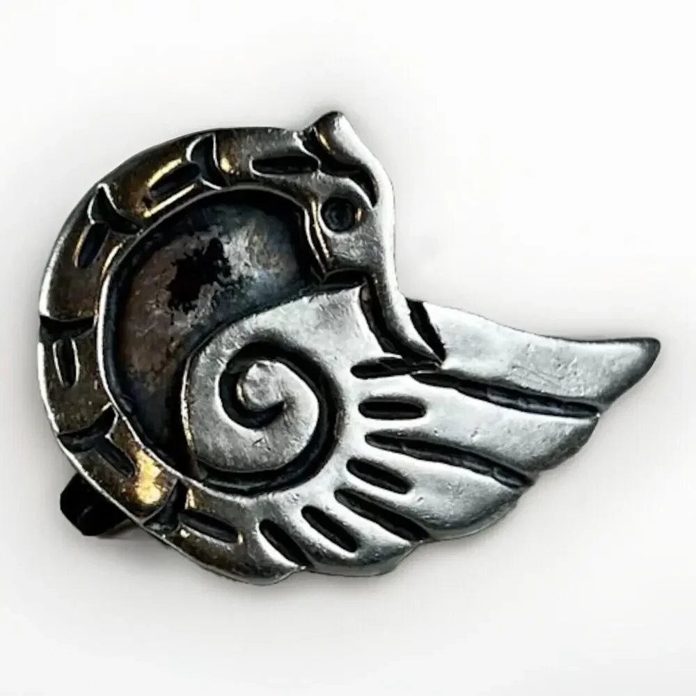 VTG Gutierrez Taxco RAM Skull Modernist Sterling Silver Earring/Brooch Mexico